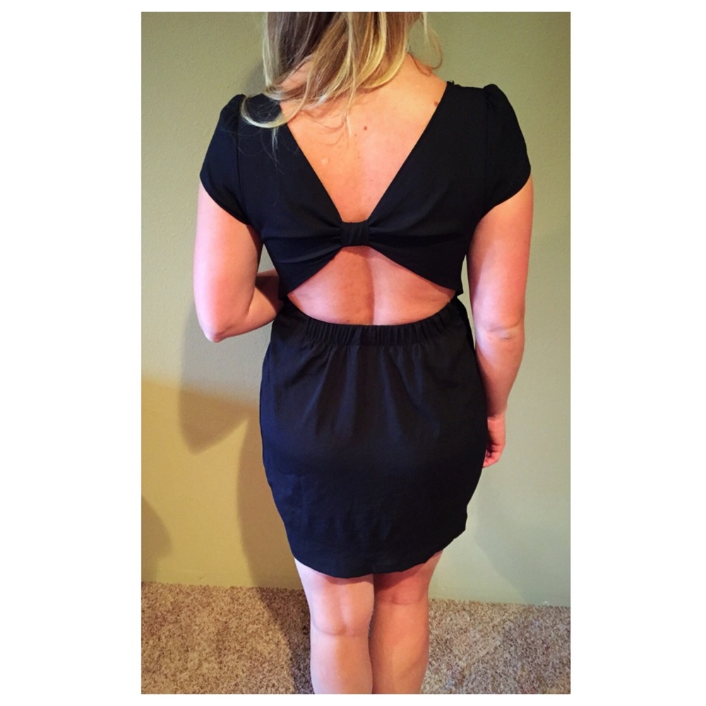 Black Backless Babydoll Cocktail Dress